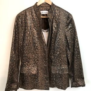 Alfred Dunner Animal Print Faux Leather Blazer